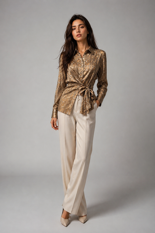 Python's Radiance Gold Effect Blouse