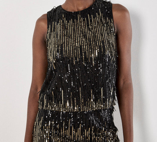 Sequin Fringe Tank Top