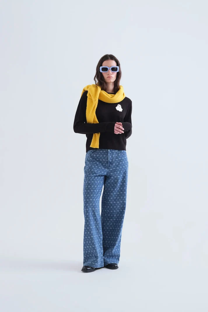Black Boo Ghost Sweater