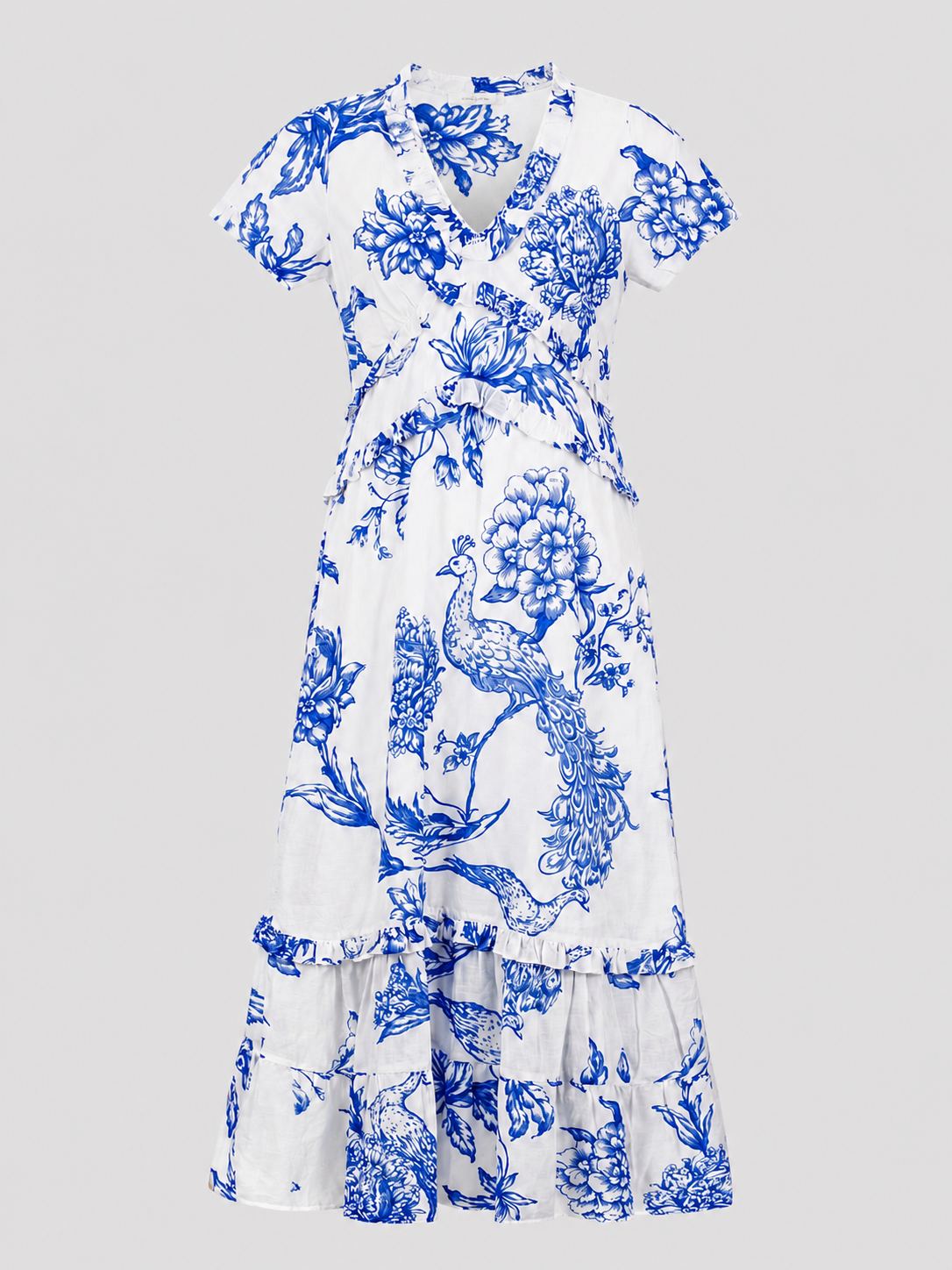 Blue and White Peacock Dress