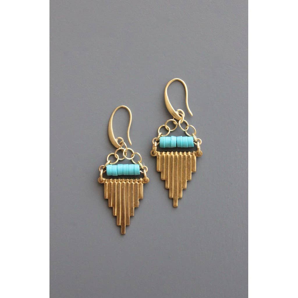 Geometric Turquoise and Brass earrings