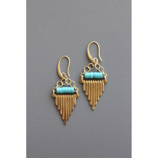 Geometric Turquoise and Brass earrings