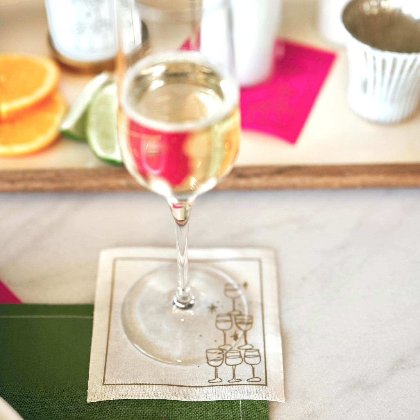Golden Bubbles Cotton Cocktail Napkins