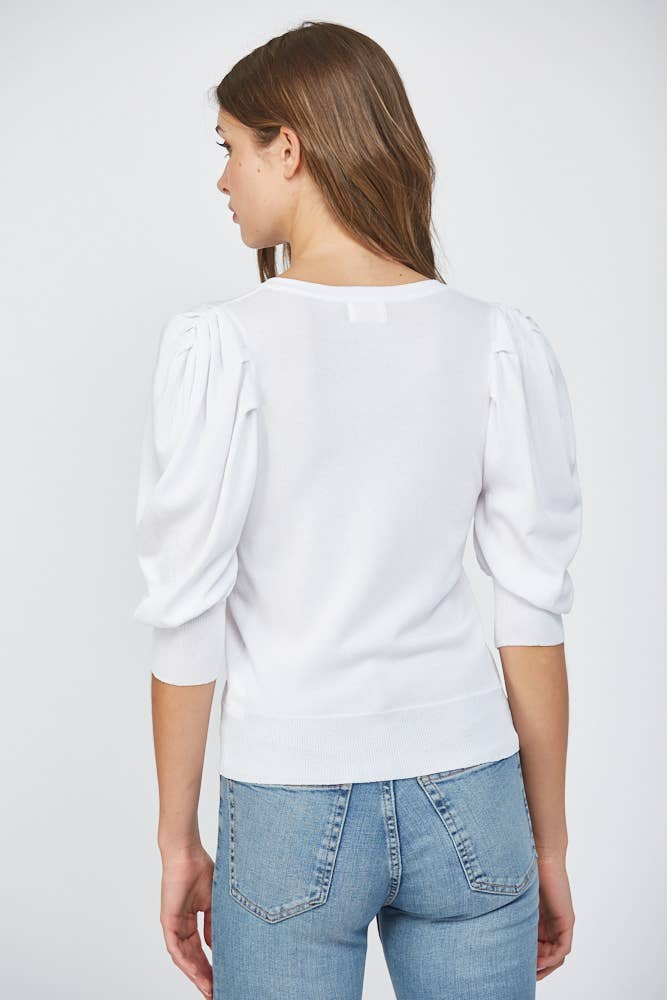 Puff Sleeve V Neck Sweater