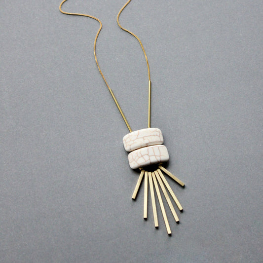 White geometric pendant necklace
