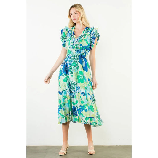 Vica Floral Tiered Midi Dress