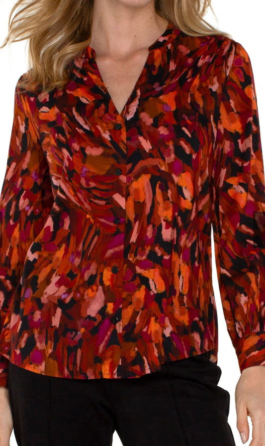 Burnt Orange Print Blouse