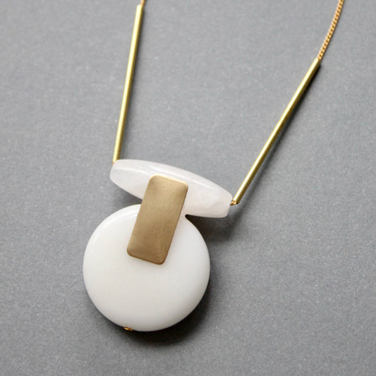 Ida white stone geometric necklace