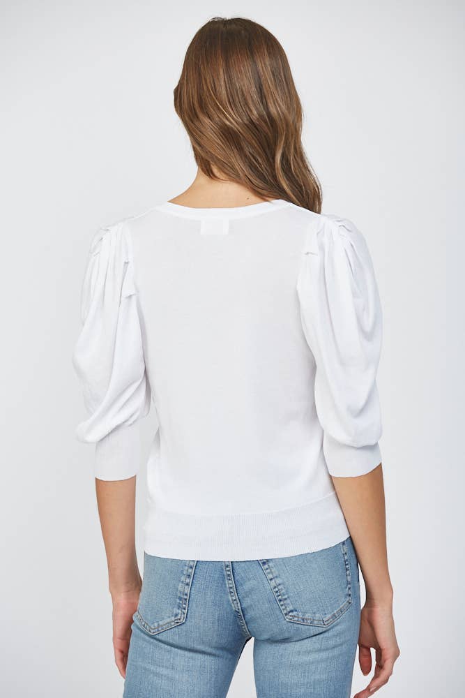 Puff Sleeve V Neck Sweater