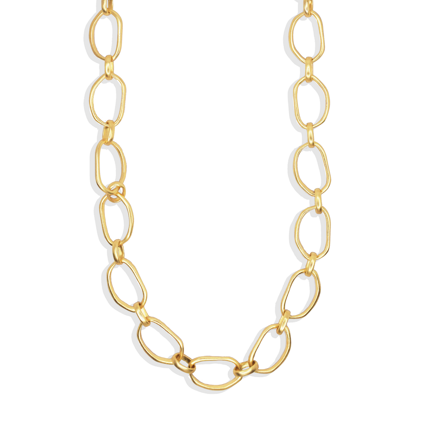 Irregular Link Long Chain - Necklace - Jewelry: Gold