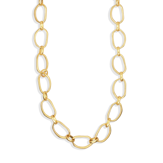 Irregular Link Long Chain - Necklace - Jewelry: Gold