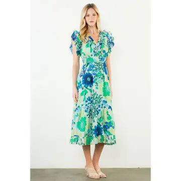 Vica Floral Tiered Midi Dress