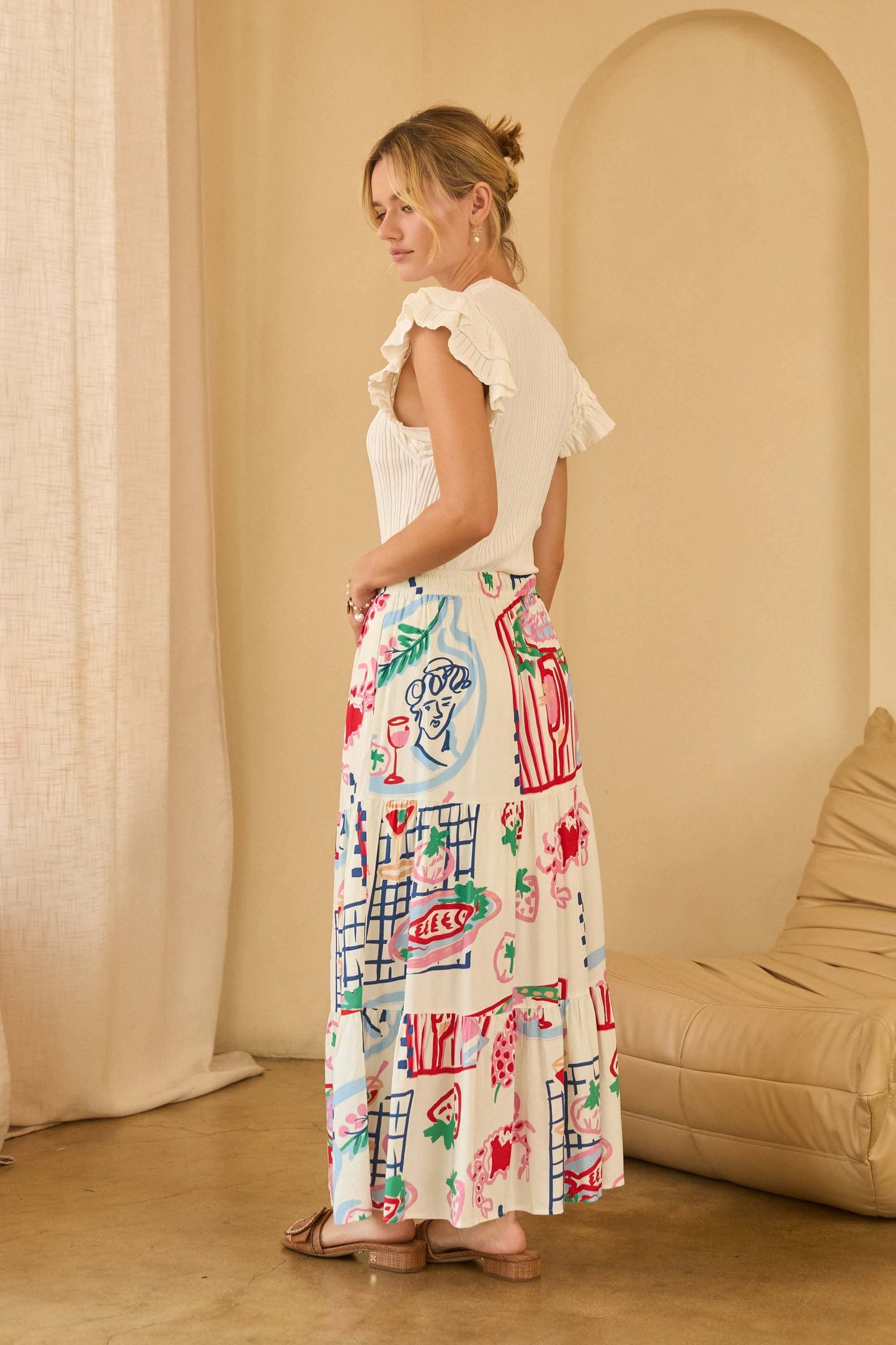 Mara Tiered Midi Skirt