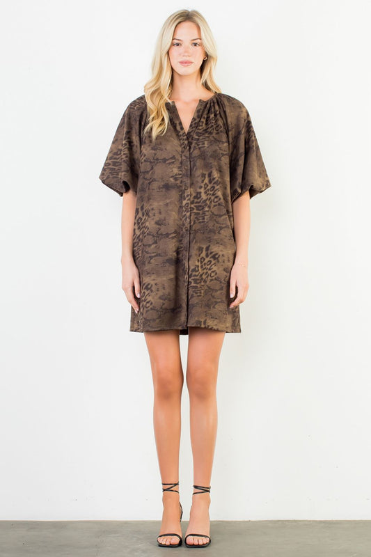 Cheetah Puff Sleeve Dress