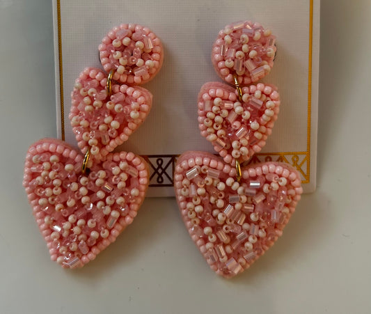 Beaded Triple Heart Earring