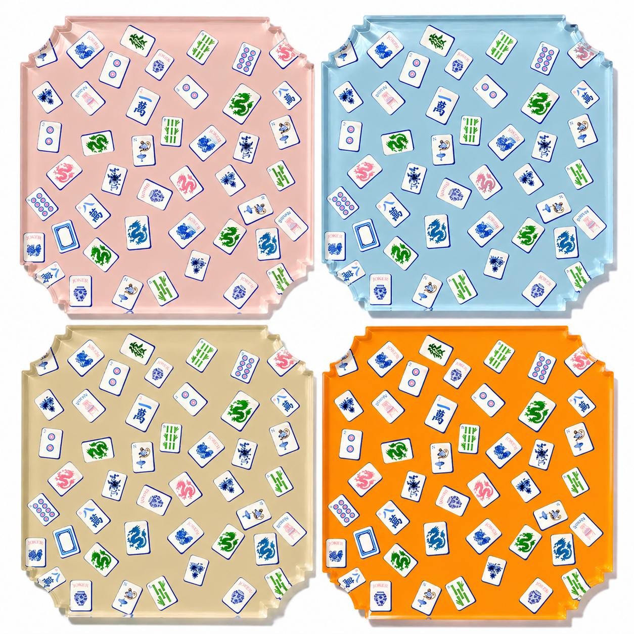 Boxed Coaster Set, Preppy Mahjong
