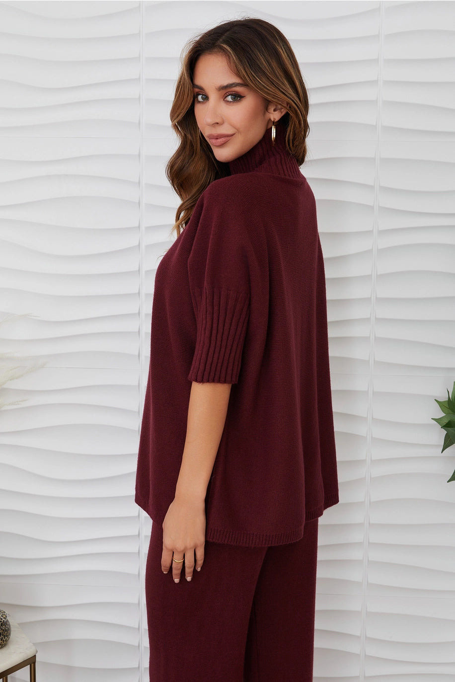 Rib Contrast Short Sleeve Knit Top