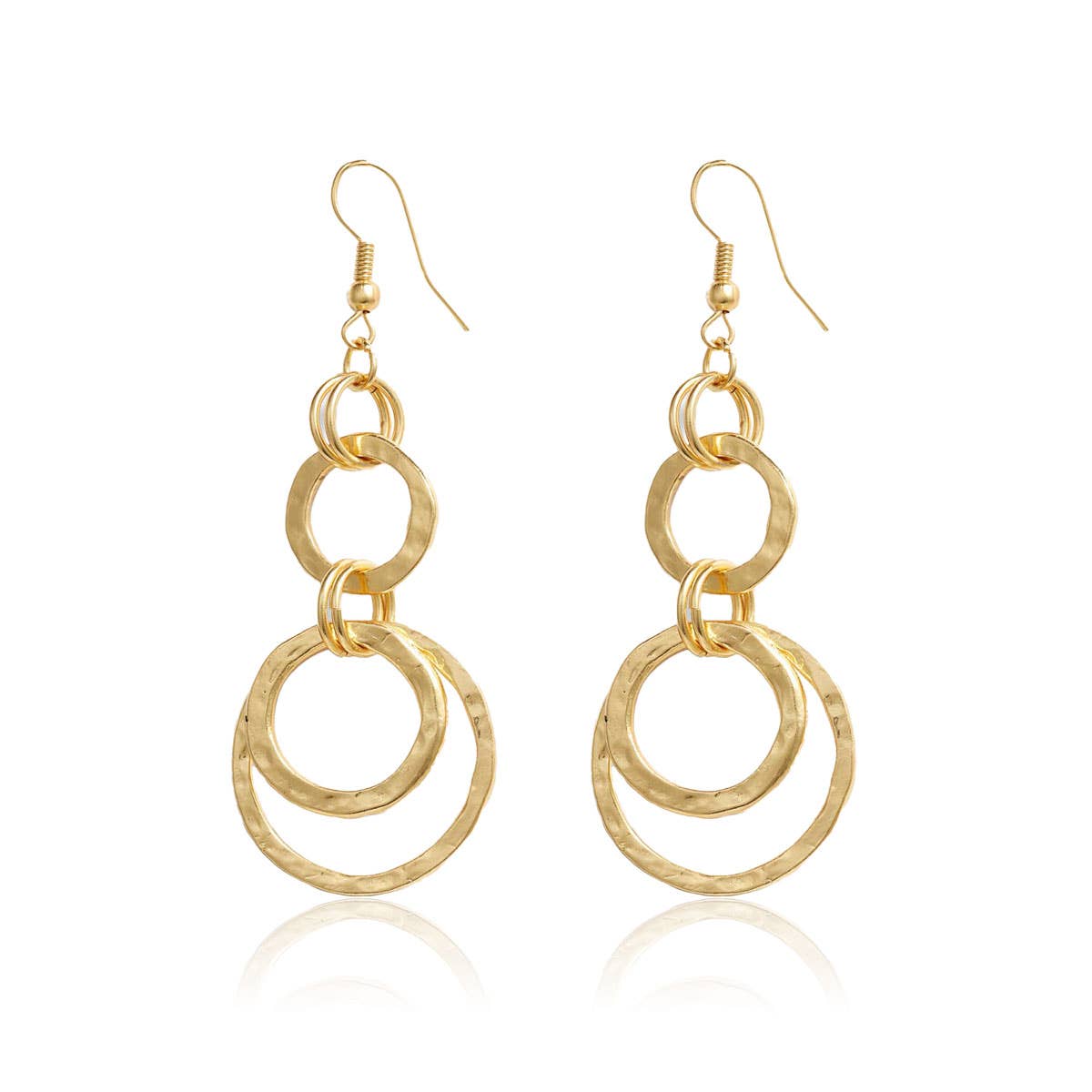 Contemporary Multi-Circle Earrings: Gold