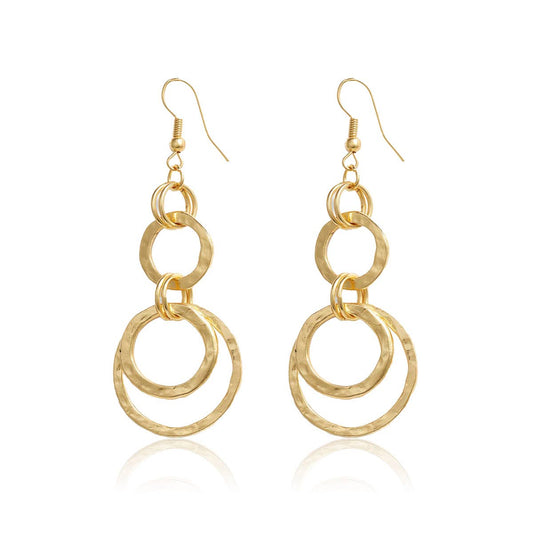 Contemporary Multi-Circle Earrings: Gold
