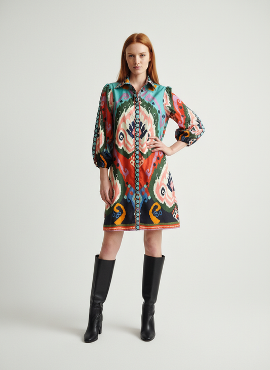 Vibrant Ikat Dress