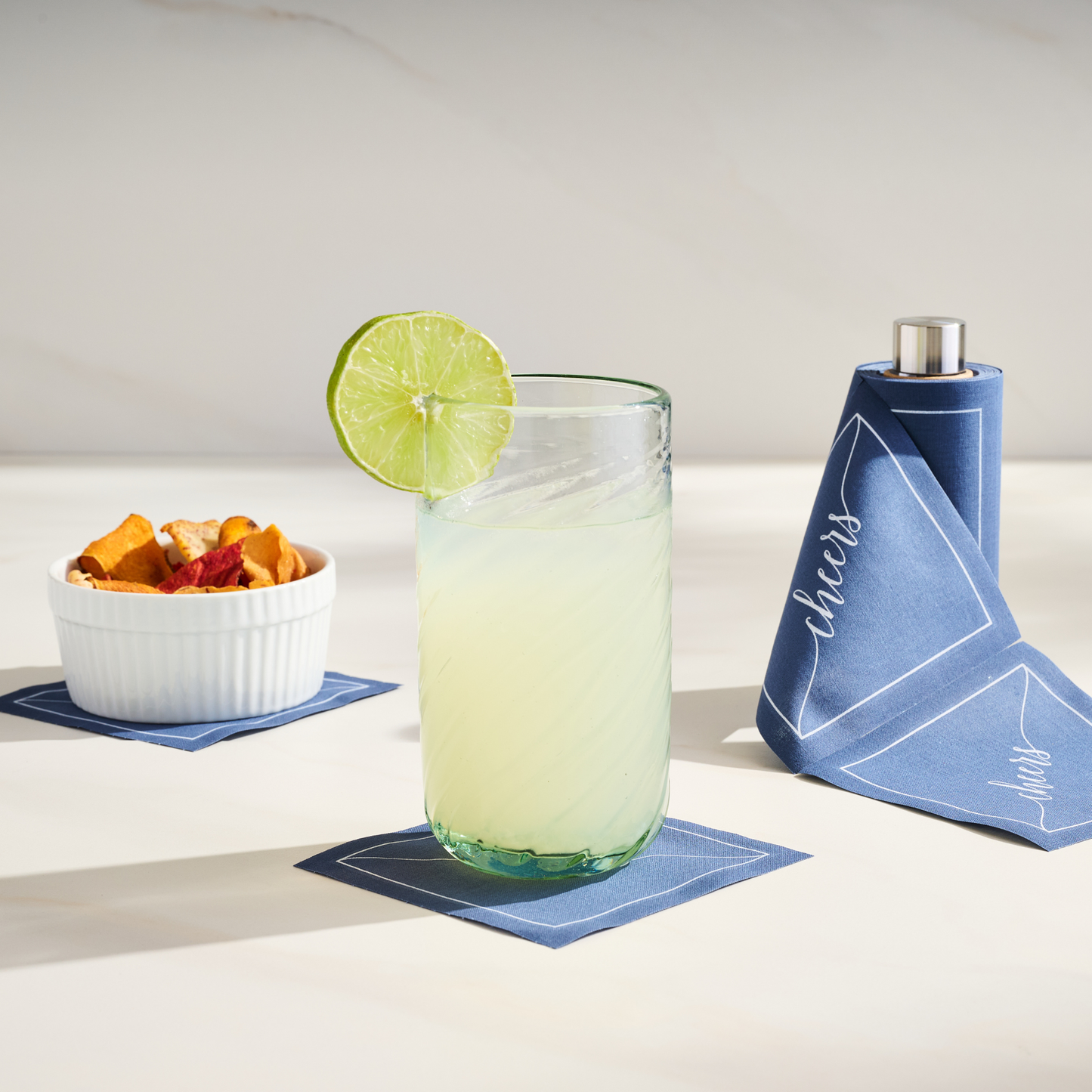 Mystic Blue Disposable Cotton Cocktail Napkin