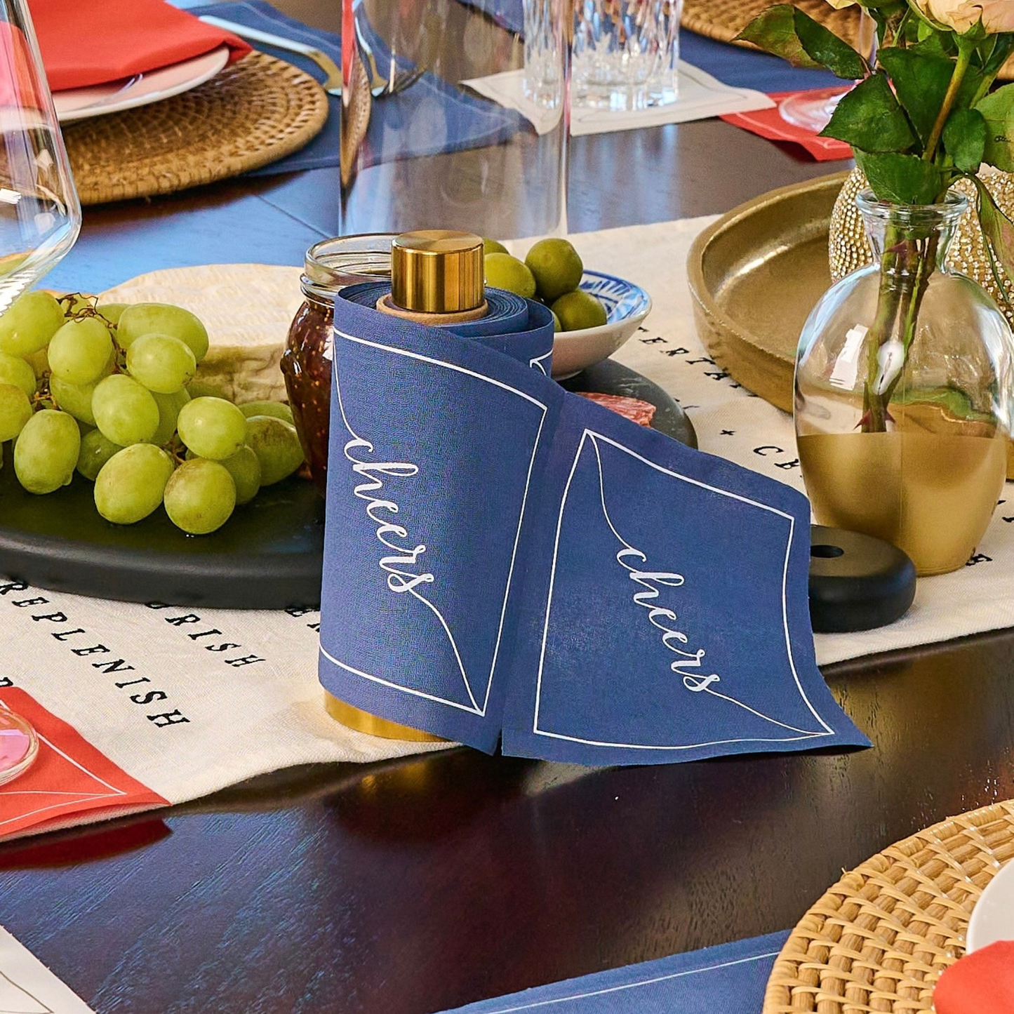Mystic Blue Disposable Cotton Cocktail Napkin