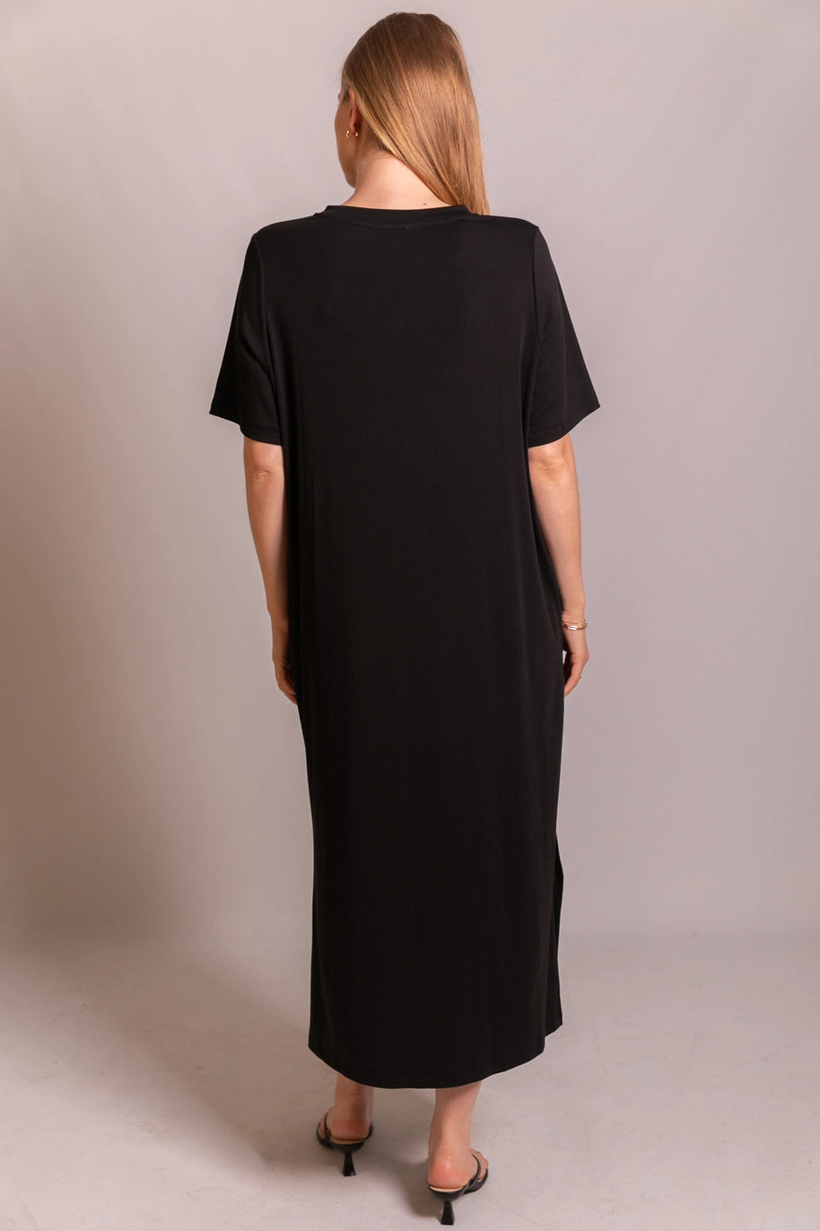 Knit Cotton V Neck Dress