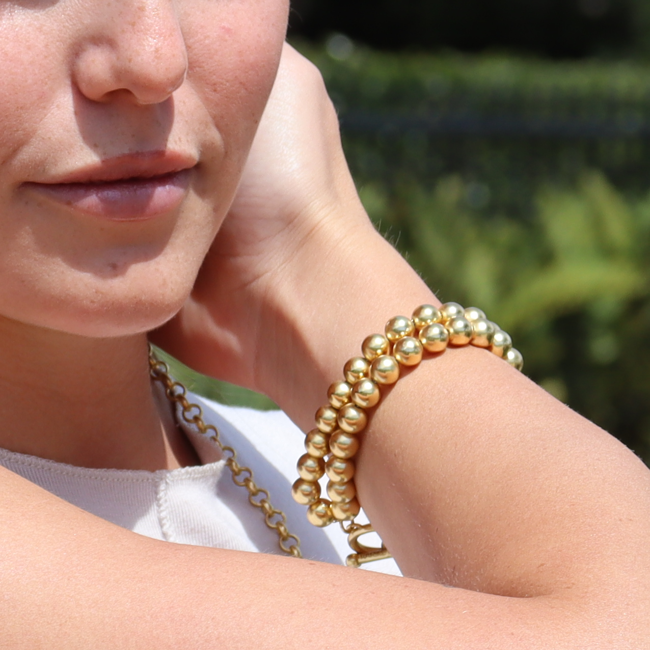 Stylish Layered Beaded Chain Bracelet