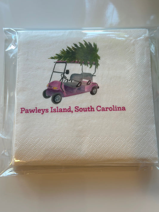 Christmas tree Golf Cart Cocktail Napkin Pawleys Island