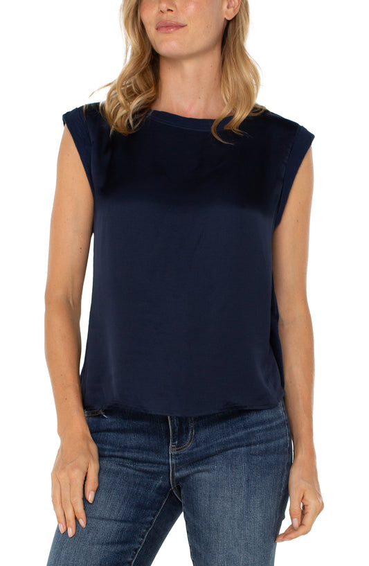 Navy Sleeveless Knit Top