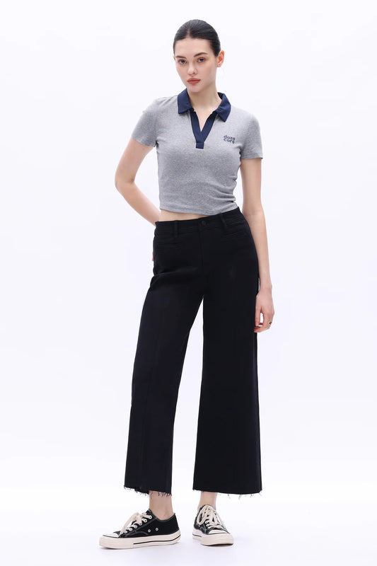High Rise Cropped Wide Leg Jeans