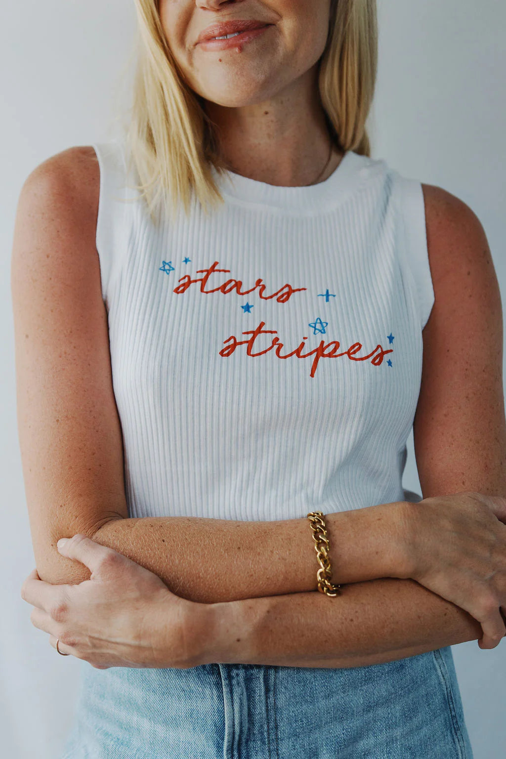 Stars and Stripes Ribbed Tank Top