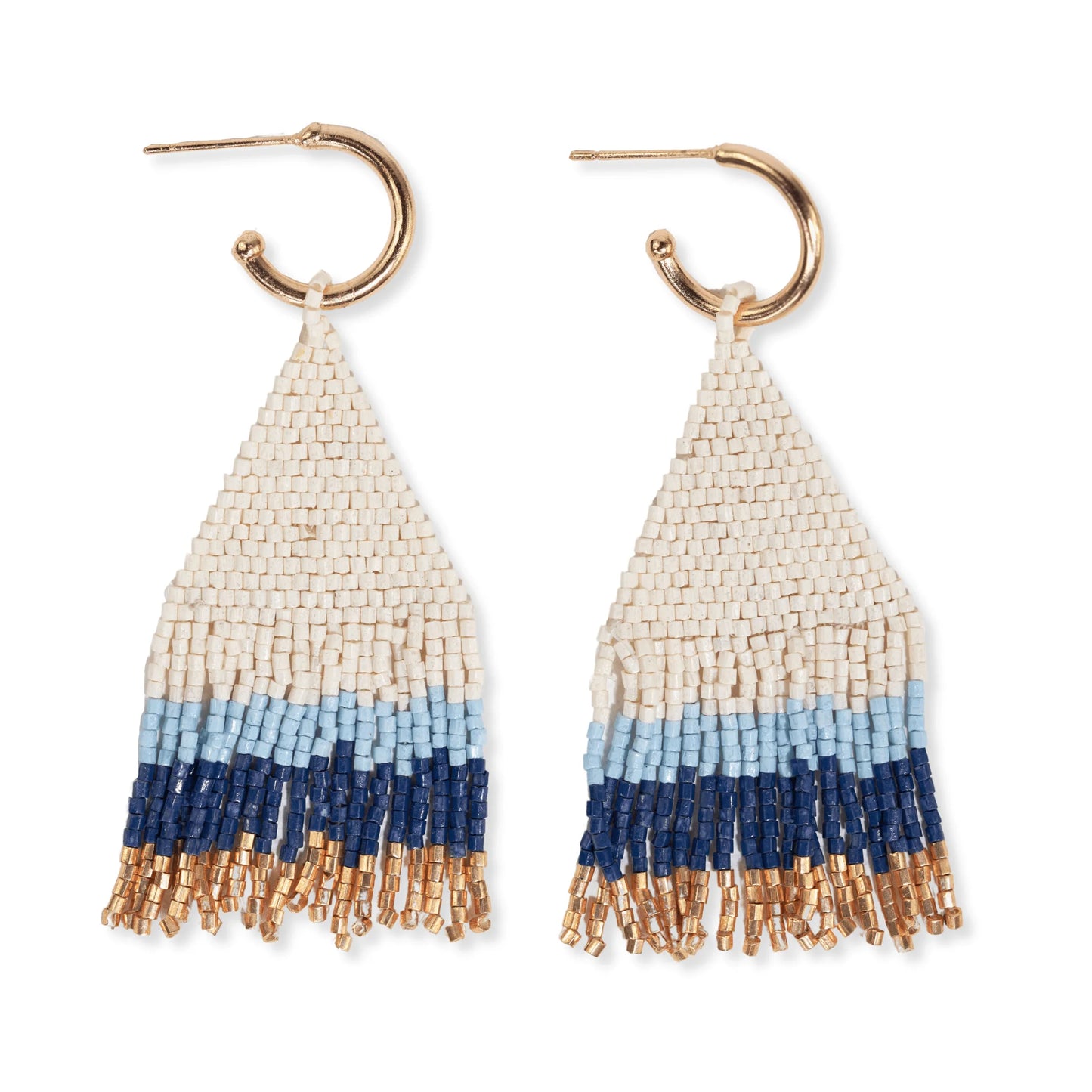 Mini Gold Hoop Beaded Fringe Earrings