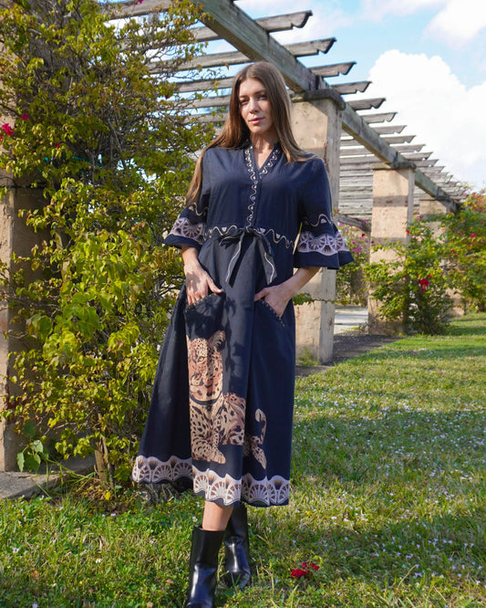 Cape Midi Cheetah Dress