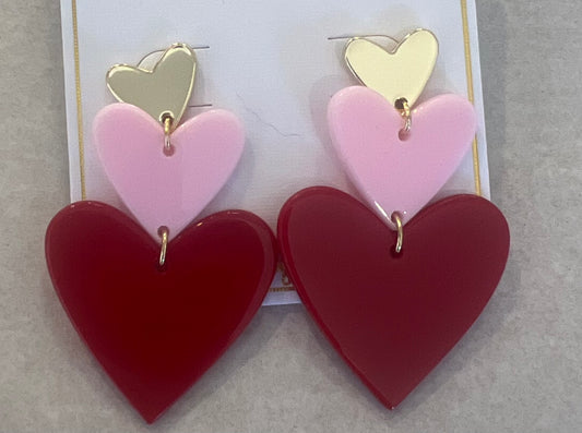 Triple Heart Earrings