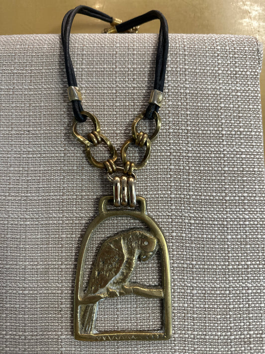 Bird Medallion with Leather Necklace