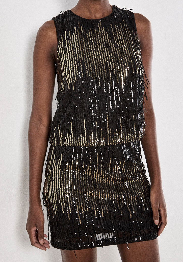 Sequin Fringe Tank Top
