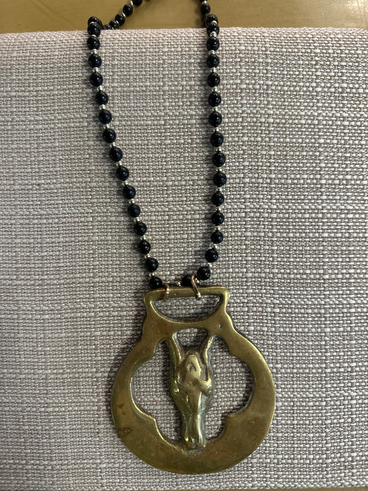 Bead Necklace with Horse medallion