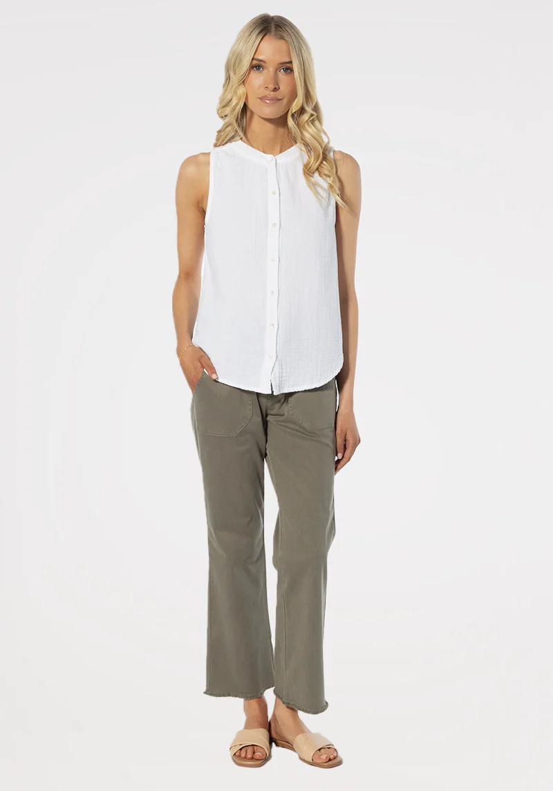 Sleeveless Button Front Top