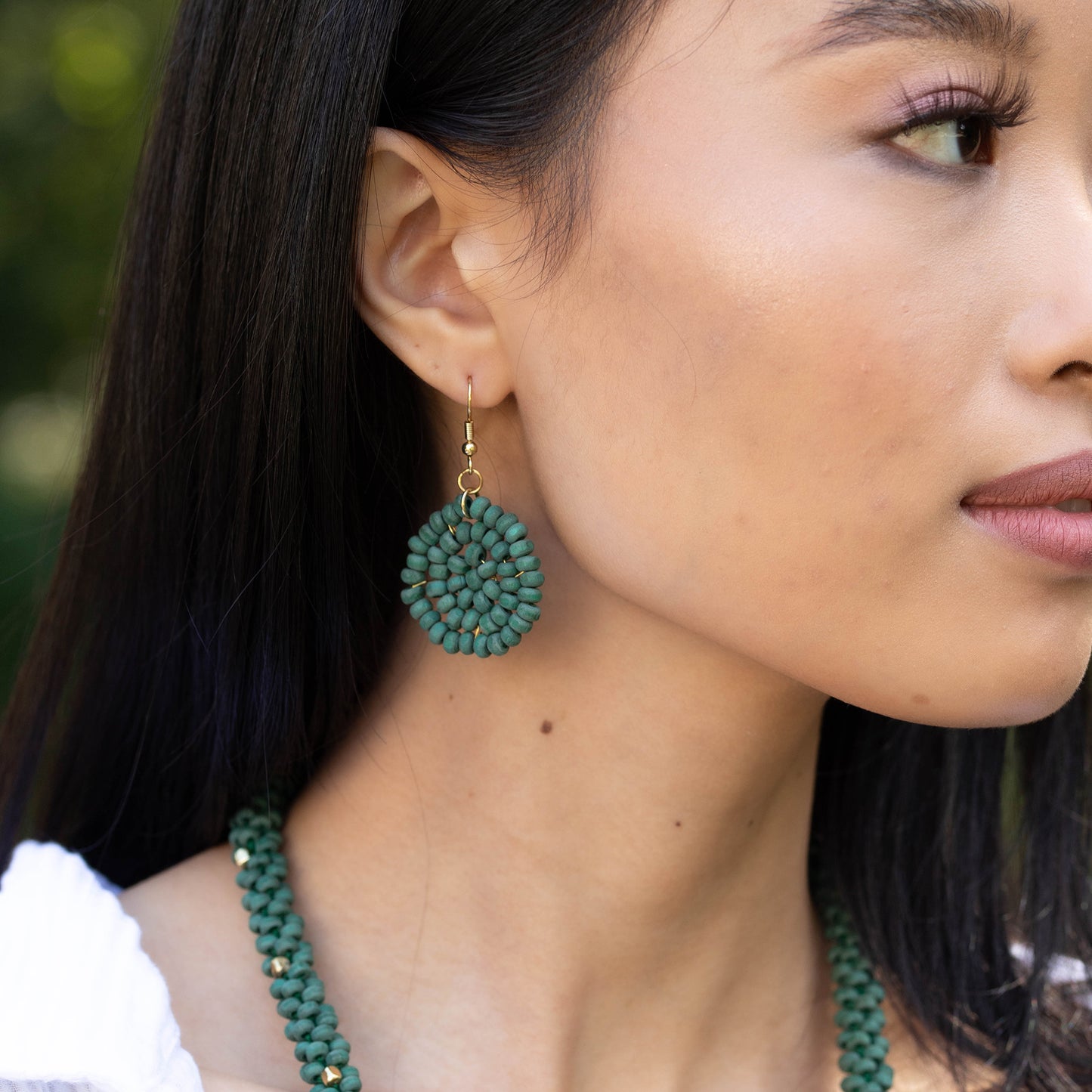 Chromatic Hues Wood Bead Rope Earrings