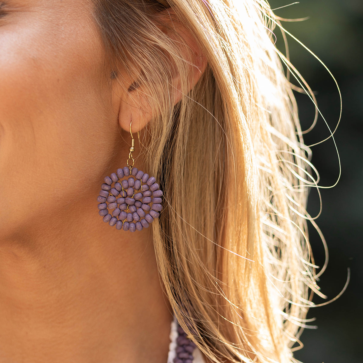 Chromatic Hues Wood Bead Rope Earrings