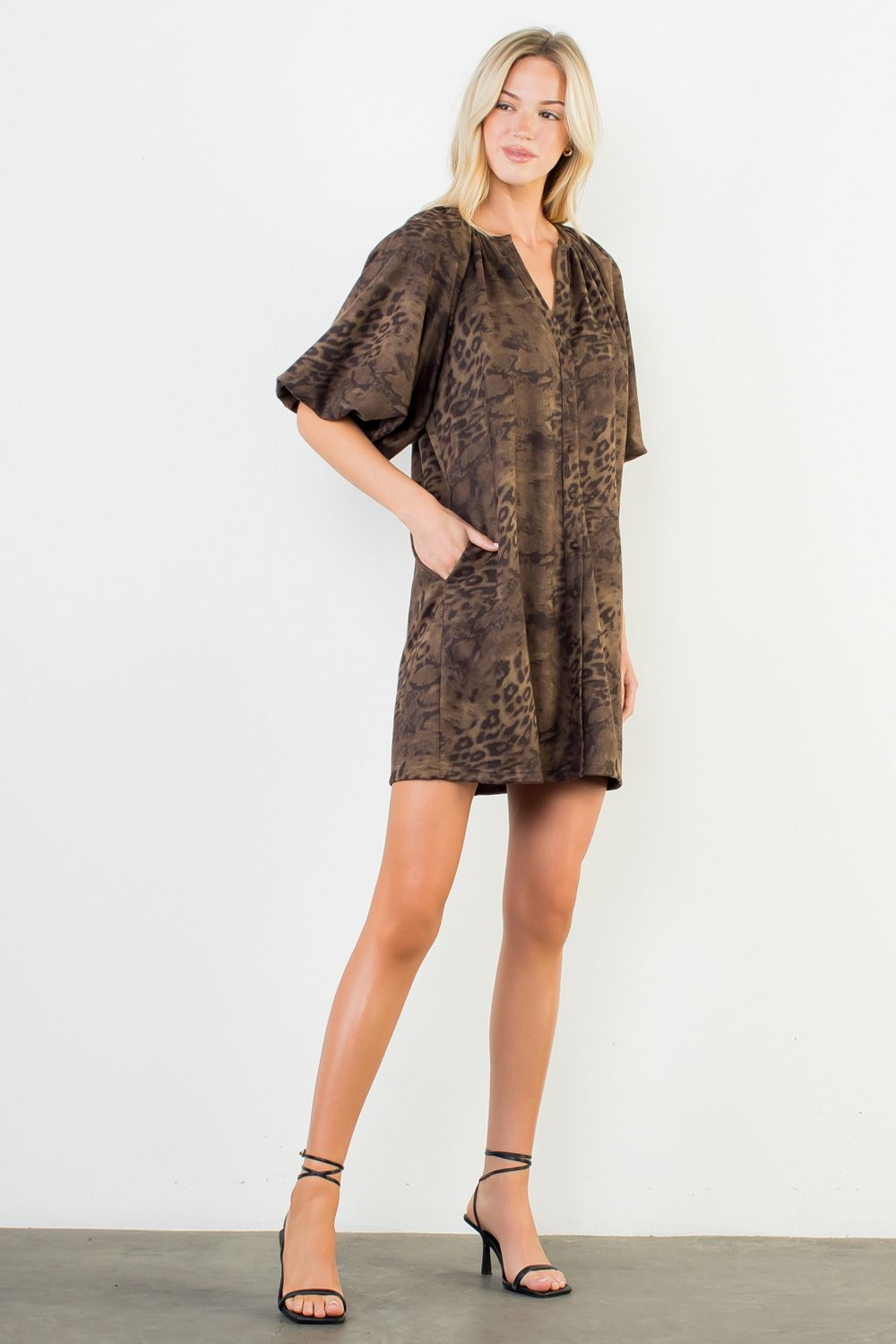 Cheetah Puff Sleeve Dress