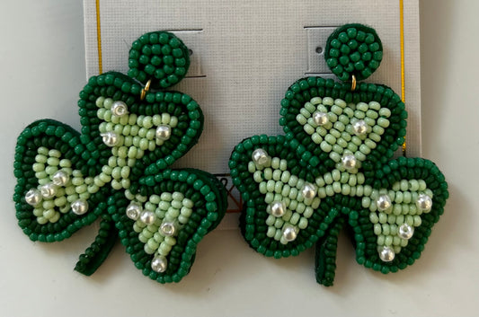 Shamrock Bead and Pearl Earring