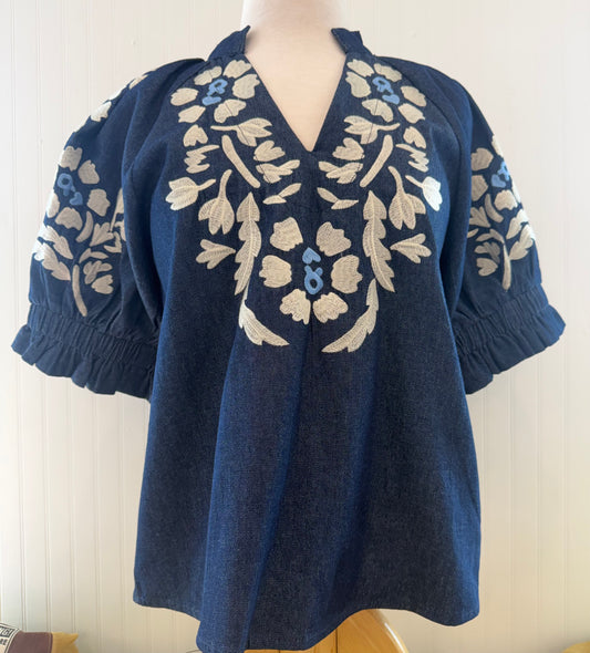 Denim Puff Sleeve Shirt