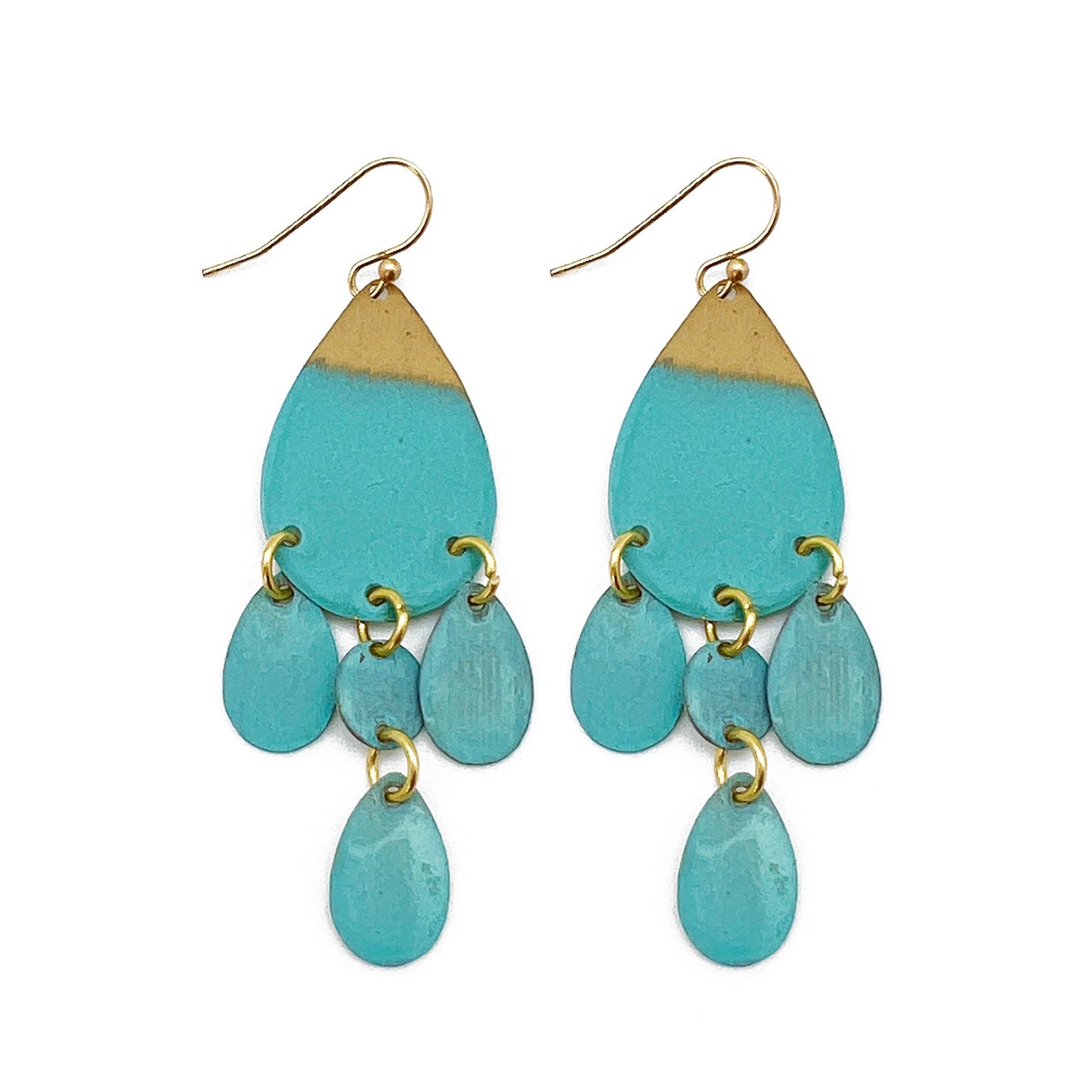 Patina Earrings – Blue Teardrop Dangles