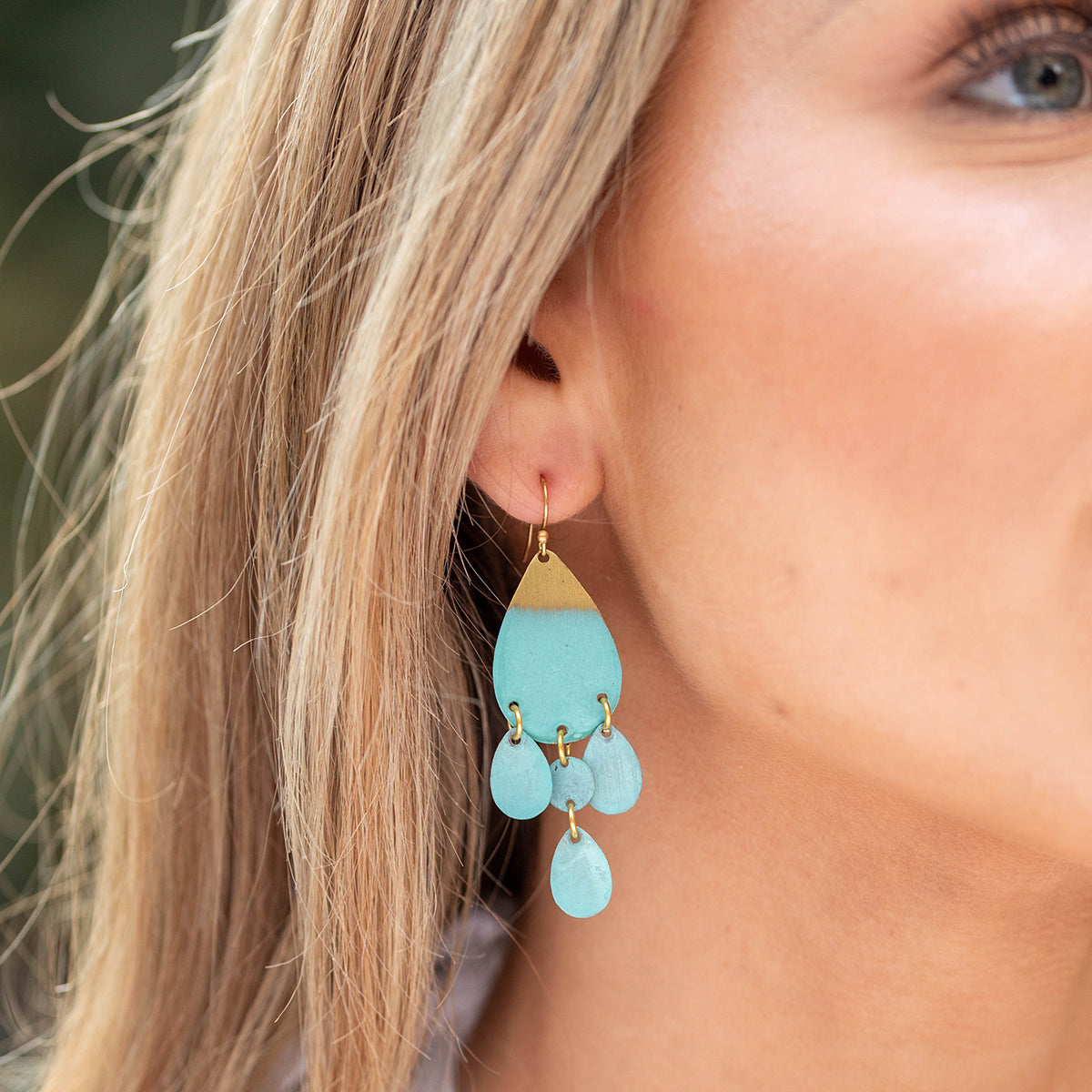 Patina Earrings – Blue Teardrop Dangles