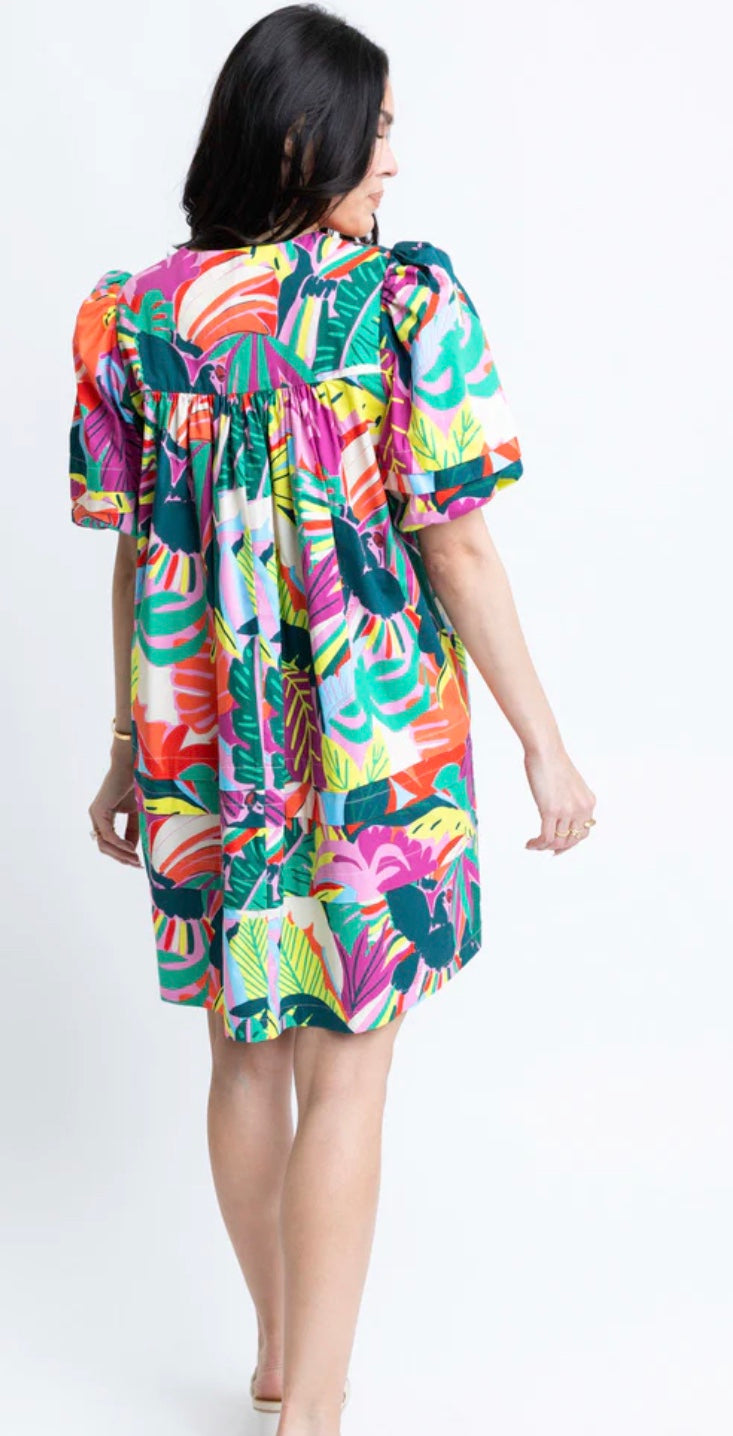 Birds of Paradise V Neck Dress