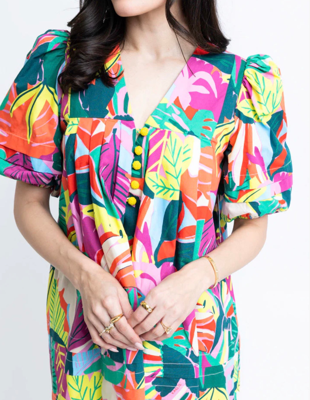 Birds of Paradise V Neck Dress