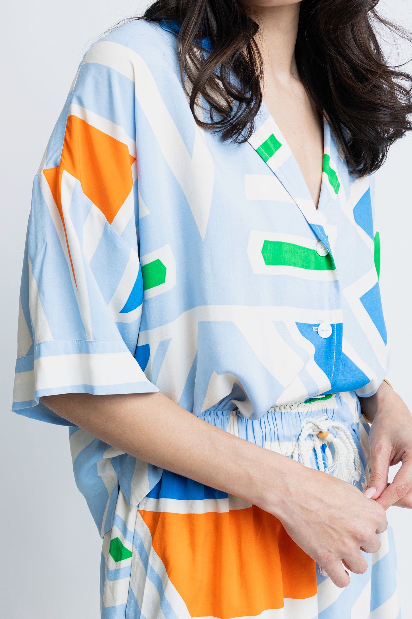 Geometric Button Up Top