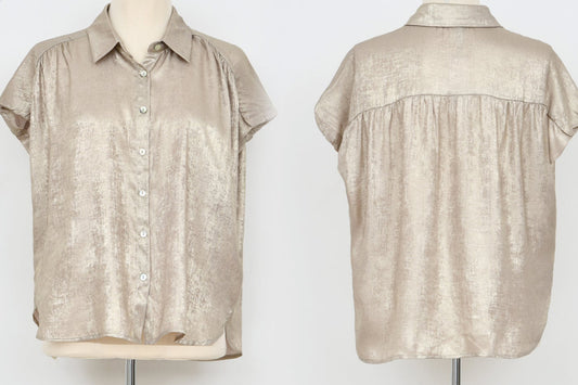 Short Sleeve Satin Blouse